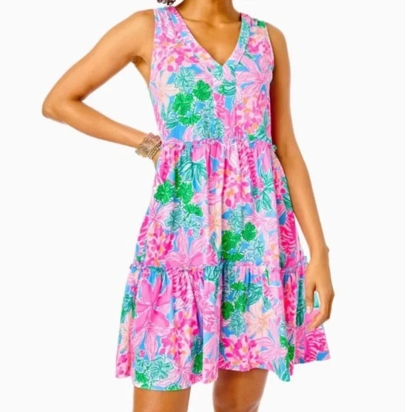 Lilly Pulitzer Lorina V-Neck Dress “Multi Lions Lair” Sz. XXL - Picture 1 of 16